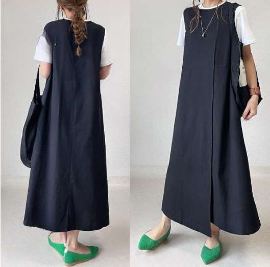 大人かわいい服 すっきりシルエット マキシワンピース