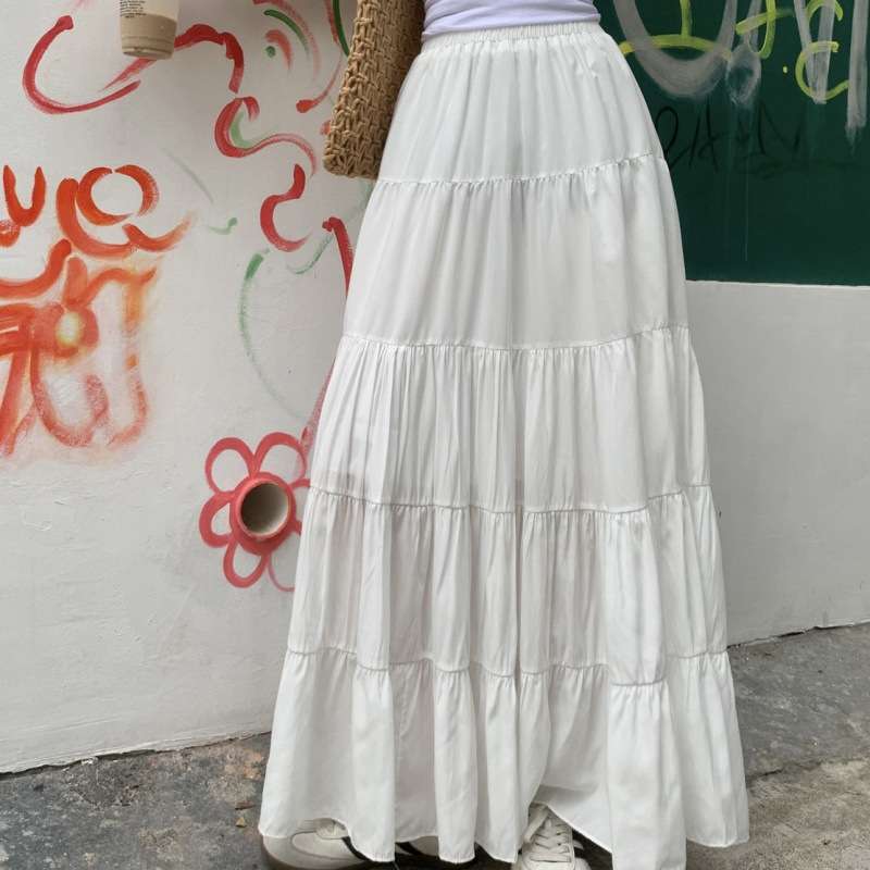 大人かわいい服 優美ティアードフリル マキシスカート