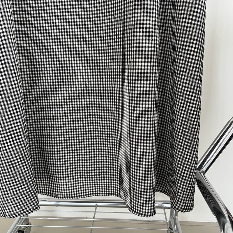大人かわいい服 ギンガムチェックロング丈サマーワンピース