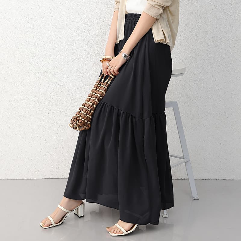 大人かわいい服 ふんわり優美マキシスカート