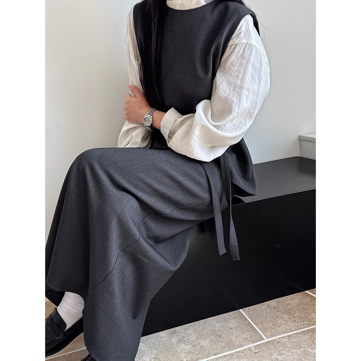 大人かわいい服 レイヤードベスト風スタイリッシュセット