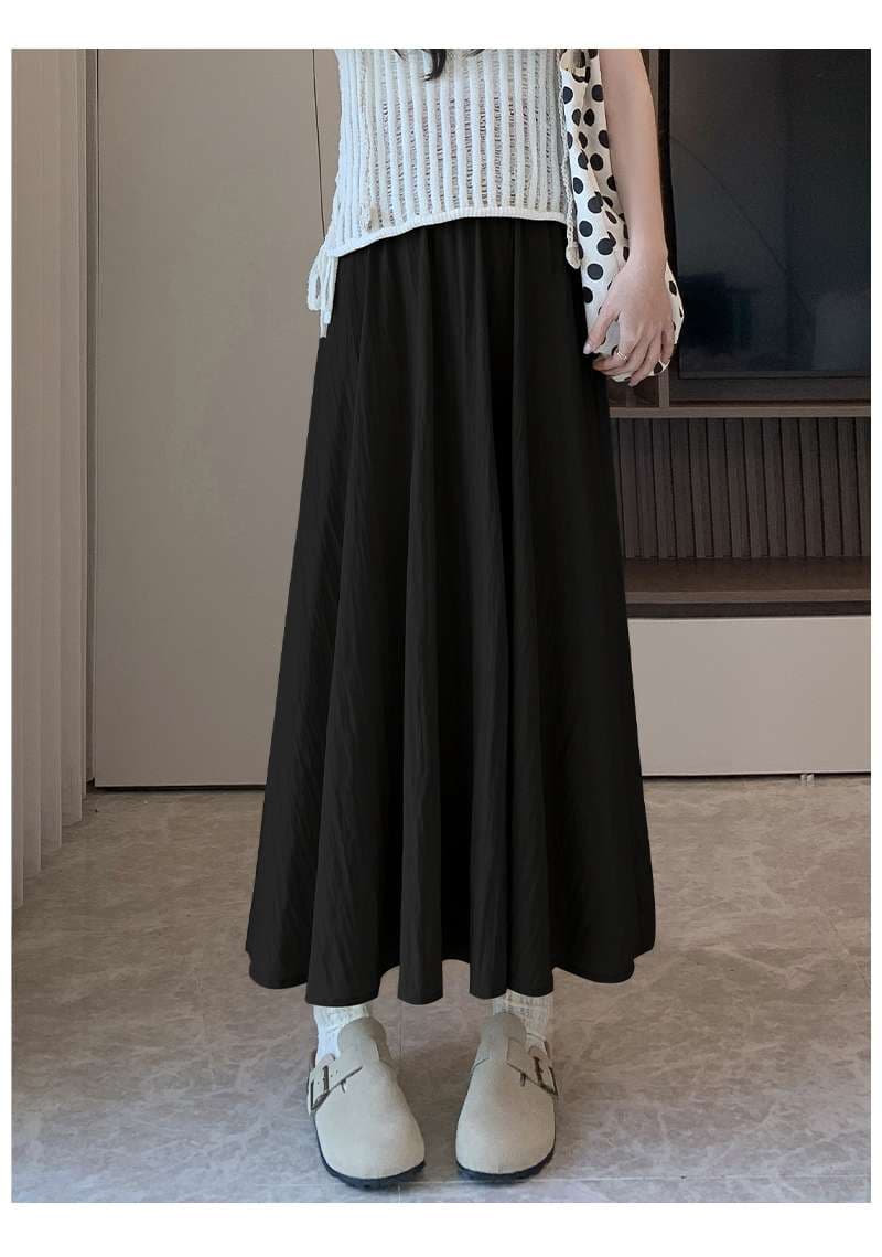 大人かわいい服 軽やかドレープ マキシスカート