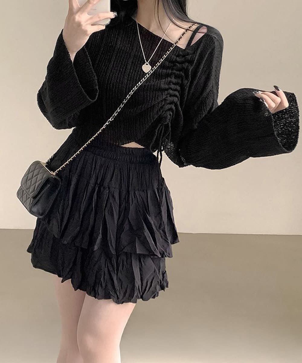 大人かわいい服 シルエット調整 リブニットトップス