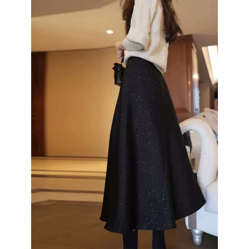 大人かわいい服 きらめきフレアロングスカート