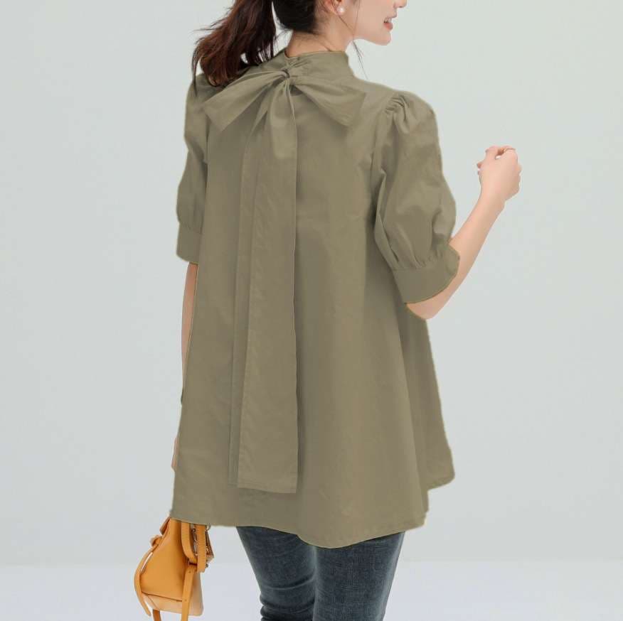 大人かわいい服 バックリボンブラウス