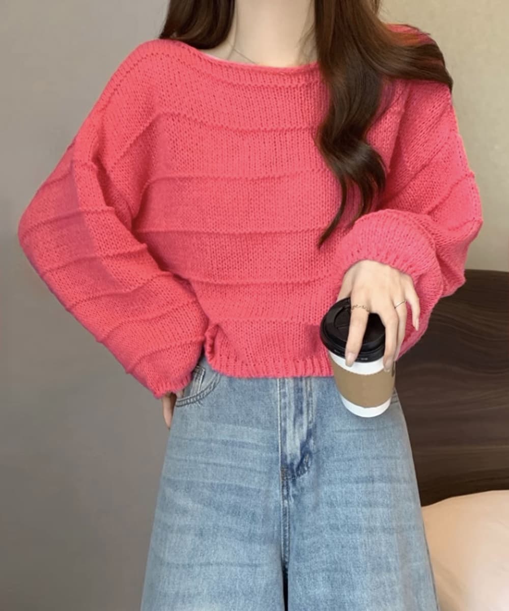 大人かわいい服 秋冬 ふんわり袖 レディースニットトップス