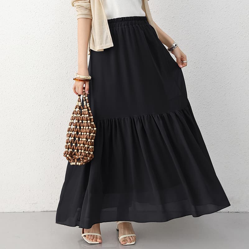大人かわいい服 ふんわり優美マキシスカート