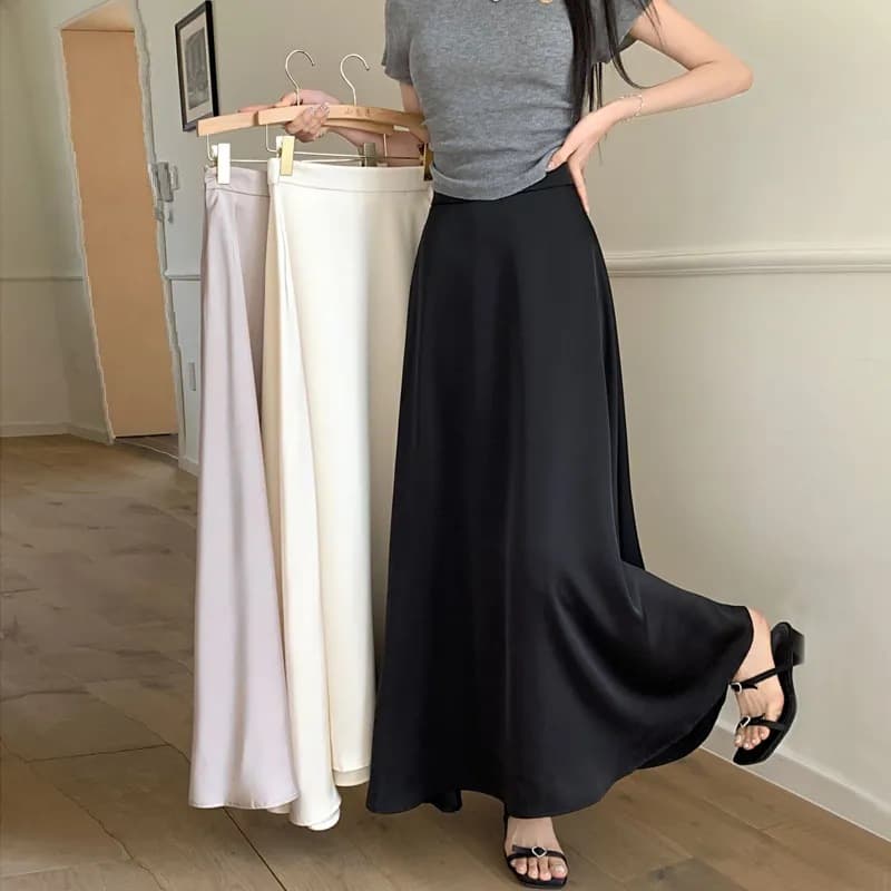 大人かわいい服 フレンチサテンフィッシュテールスカート