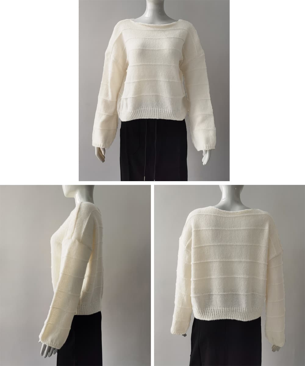 大人かわいい服 秋冬 ふんわり袖 レディースニットトップス