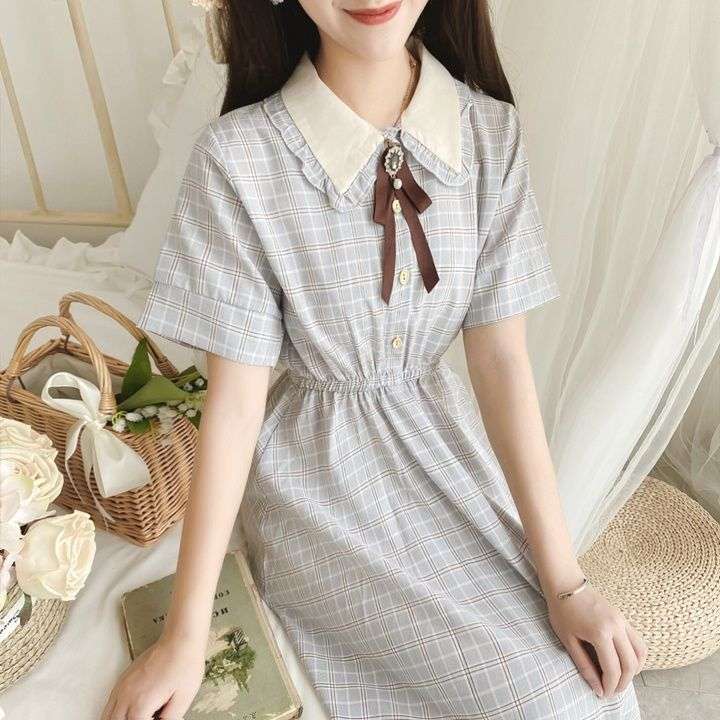 大人かわいい服 レトロガーリーリボンワンピース