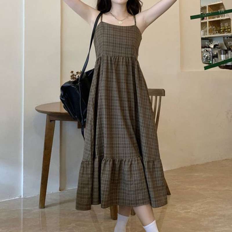 大人かわいい服 ふんわり揺れる チェック柄ティアードワンピース
