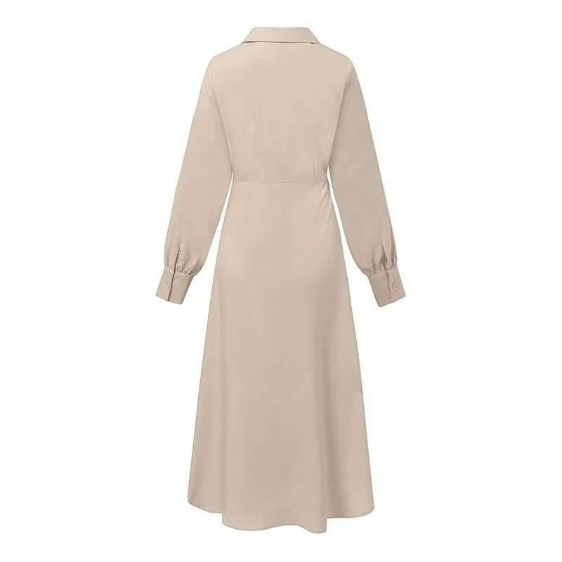 大人かわいい服 ウエストドレープ ラップロングワンピース