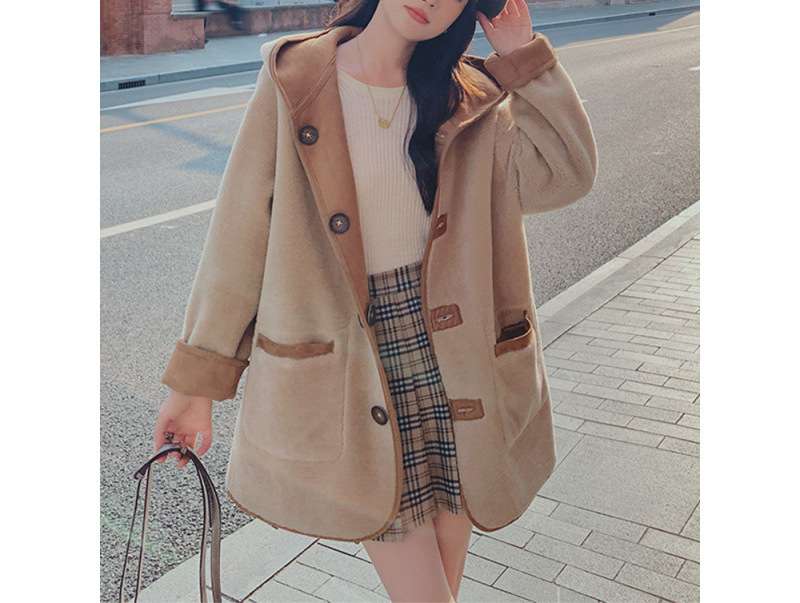 大人かわいい服 ゆったりウールダッフルアウター
