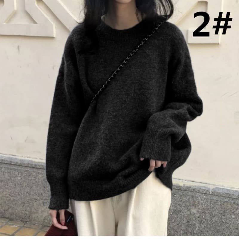 大人かわいい服 ゆったり長袖ニットセーター 大人可愛いトップス