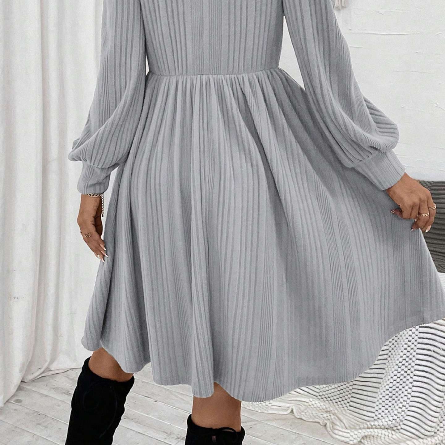 大人かわいい服 ふんわり上品リブニットワンピ