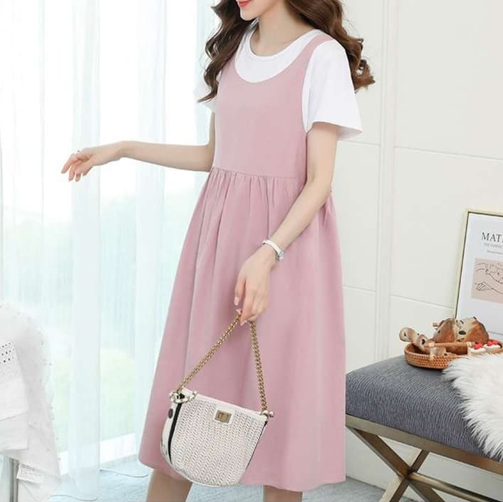 大人かわいい服 ゆったりレイヤードワンピース