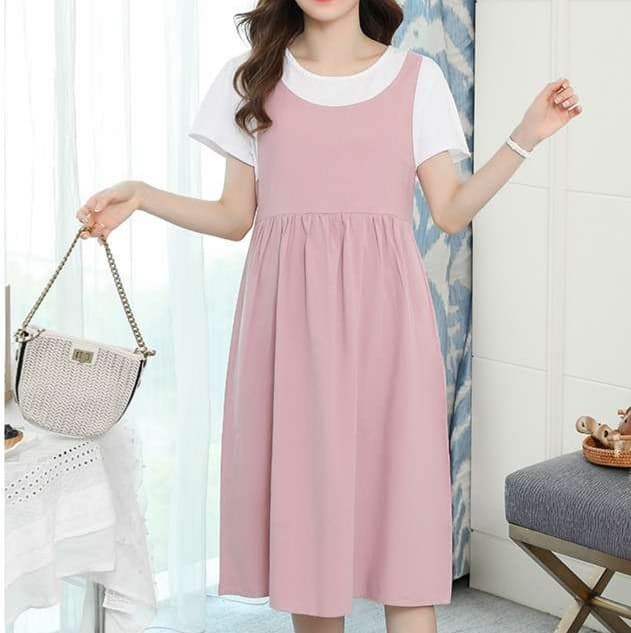 大人かわいい服 ゆったりレイヤードワンピース