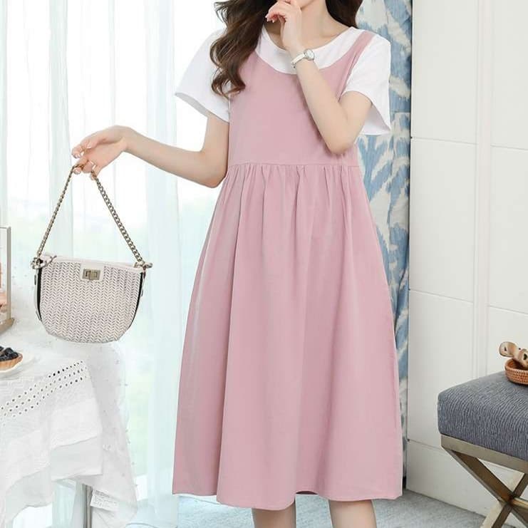 大人かわいい服 ゆったりレイヤードワンピース