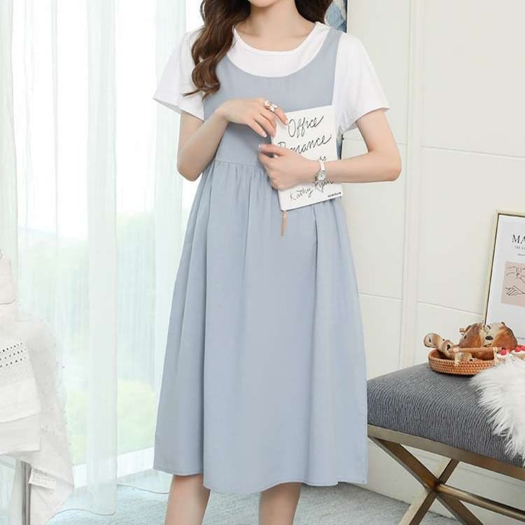 大人かわいい服 ゆったりレイヤードワンピース
