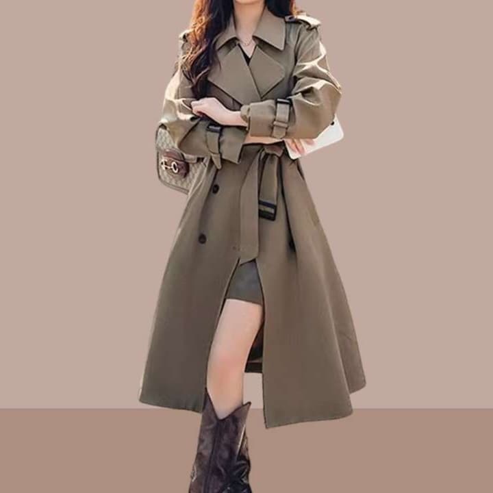大人かわいい服 優雅なロングトレンチコート