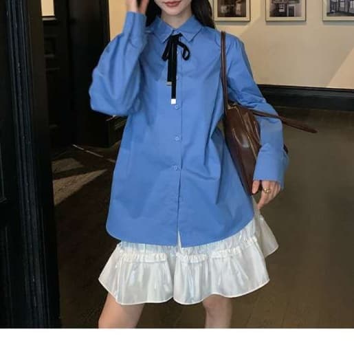 大人かわいい服 清楚系リボンブラウス