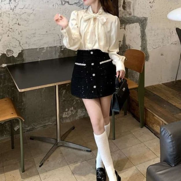 大人かわいい服 リボンタイデザイン ブラウス