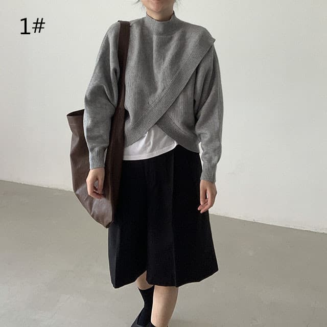 大人かわいい服 秋冬新作 混紡ニット モックネック セーター 大人可愛い トップス