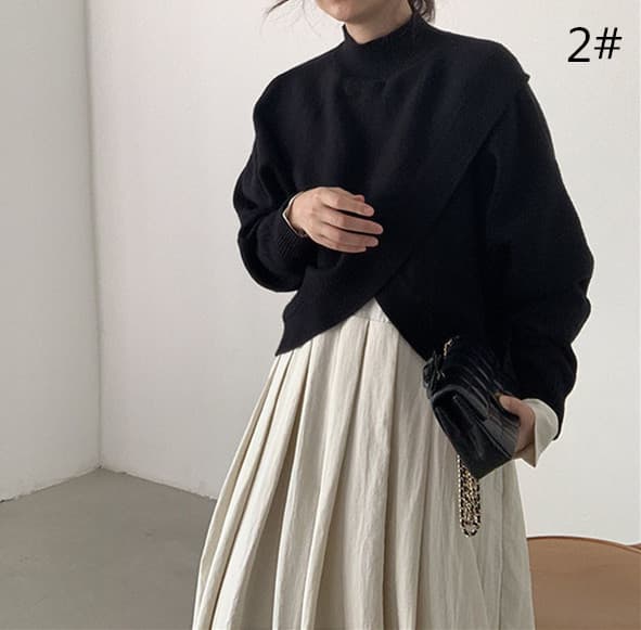 大人かわいい服 秋冬新作 混紡ニット モックネック セーター 大人可愛い トップス