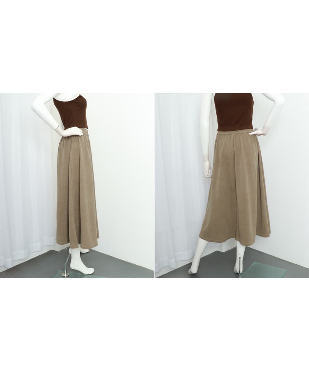 大人かわいい服 ハイウエストフレアロングスカート 体型カバー