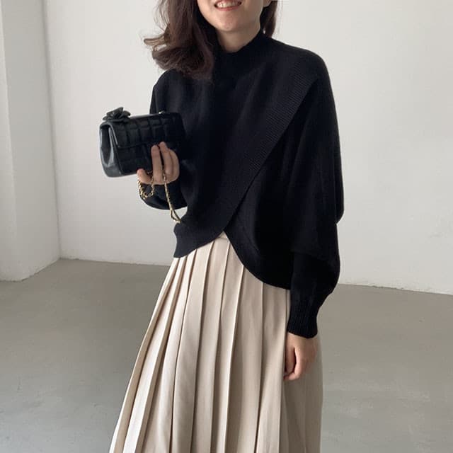 大人かわいい服 秋冬新作 混紡ニット モックネック セーター 大人可愛い トップス