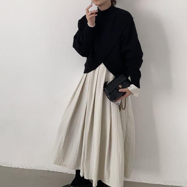 大人かわいい服 秋冬新作 混紡ニット モックネック セーター 大人可愛い トップス