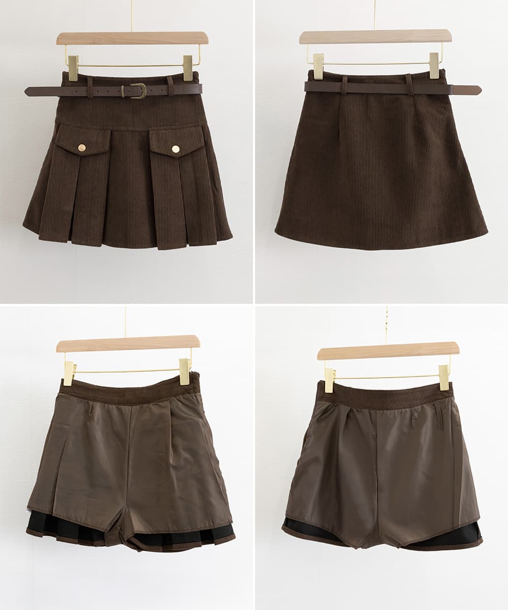 大人かわいい服 大人かわいい コーデュロイプリーツスカート ベルト付き