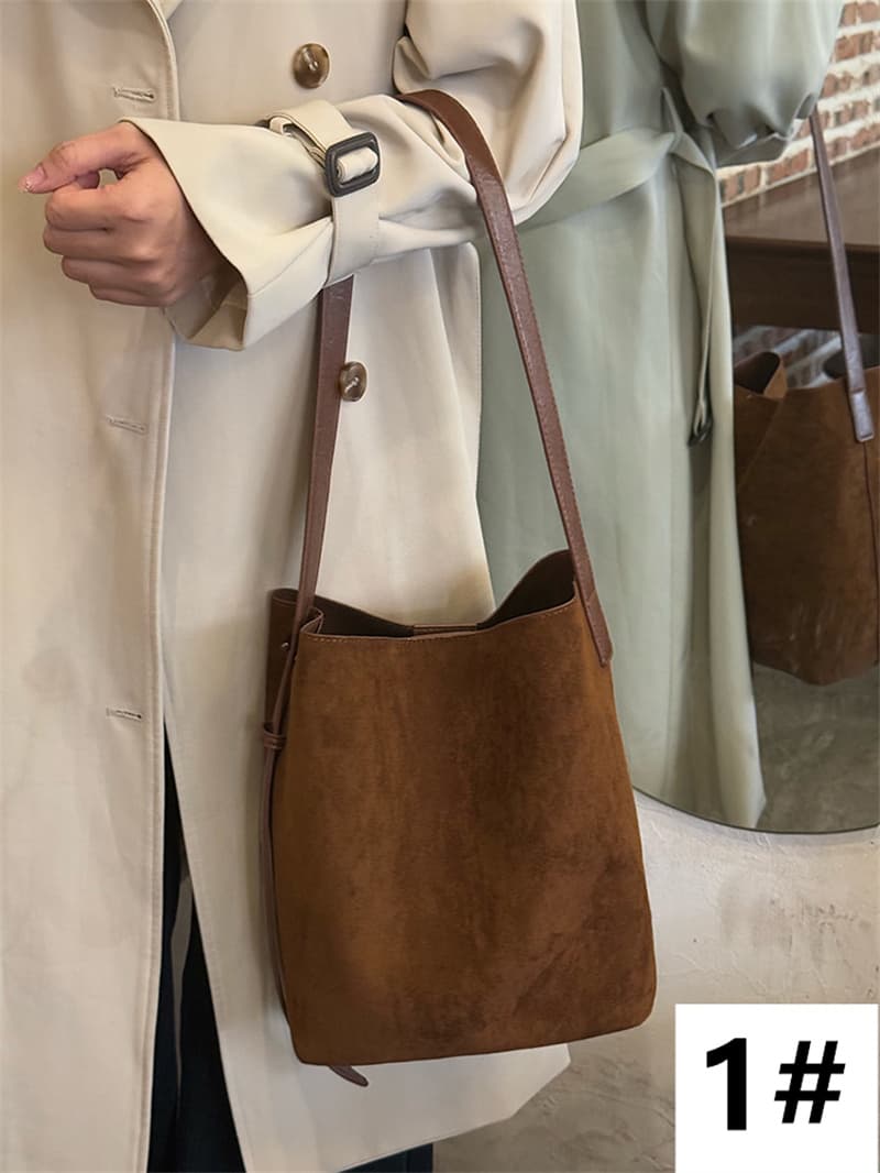 大人かわいい服 新作スエード調バッグ 肩掛け斜め掛け両用 大人上品