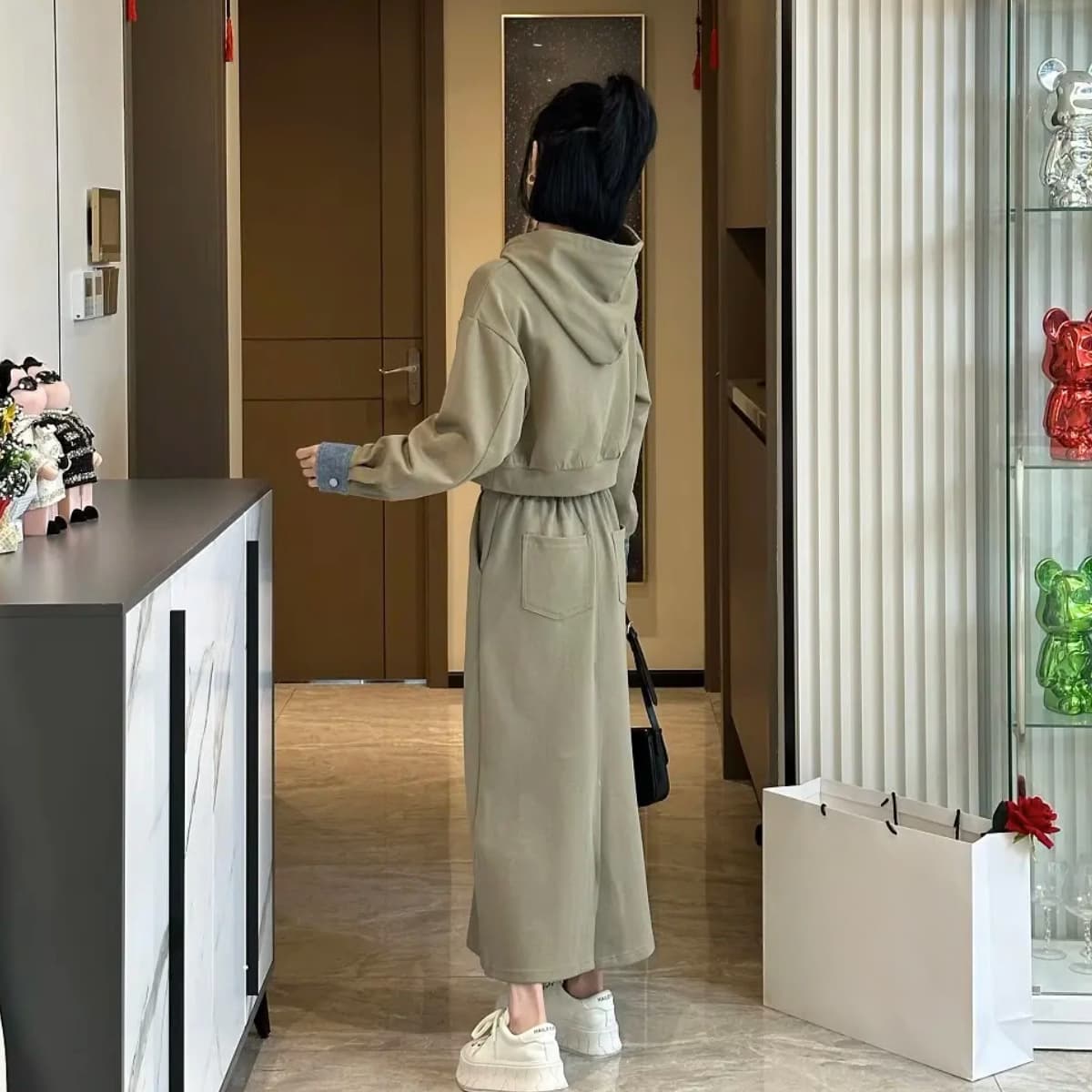 大人かわいい服 パーカー スカート スウェット セットアップ