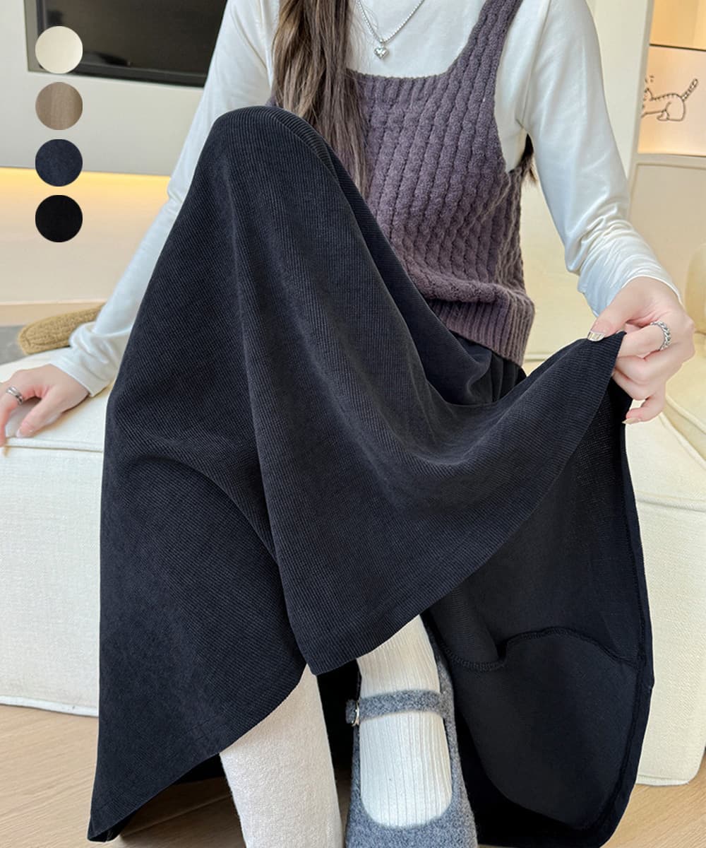 大人かわいい服 ハイウエストフレアロングスカート 体型カバー