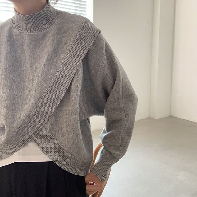 大人かわいい服 秋冬新作 混紡ニット モックネック セーター 大人可愛い トップス