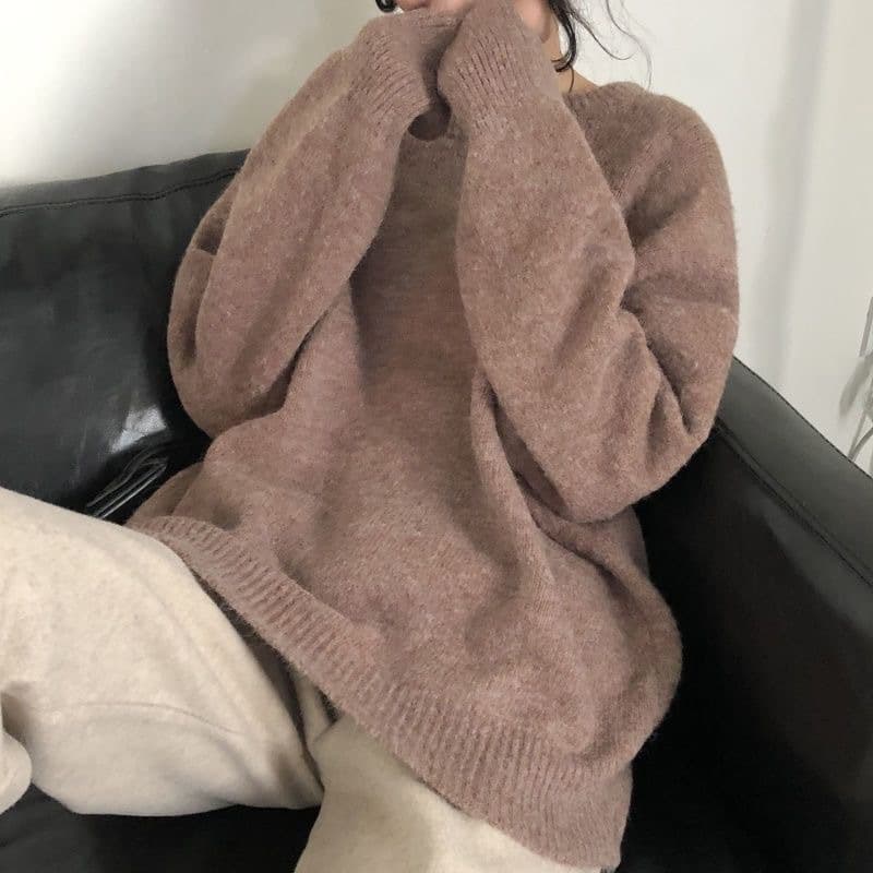 大人かわいい服 ゆったり長袖ニットセーター 大人可愛いトップス