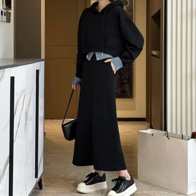 大人かわいい服 パーカー スカート スウェット セットアップ
