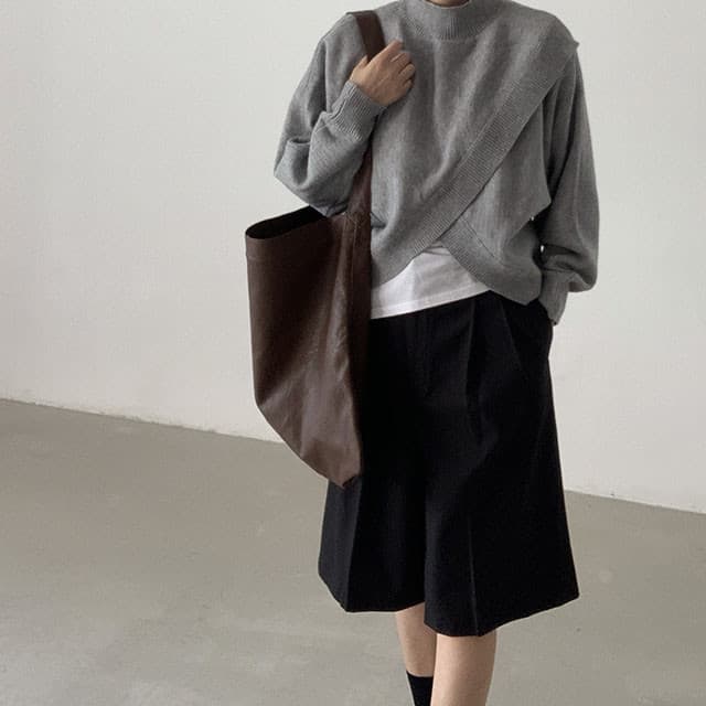 大人かわいい服 秋冬新作 混紡ニット モックネック セーター 大人可愛い トップス